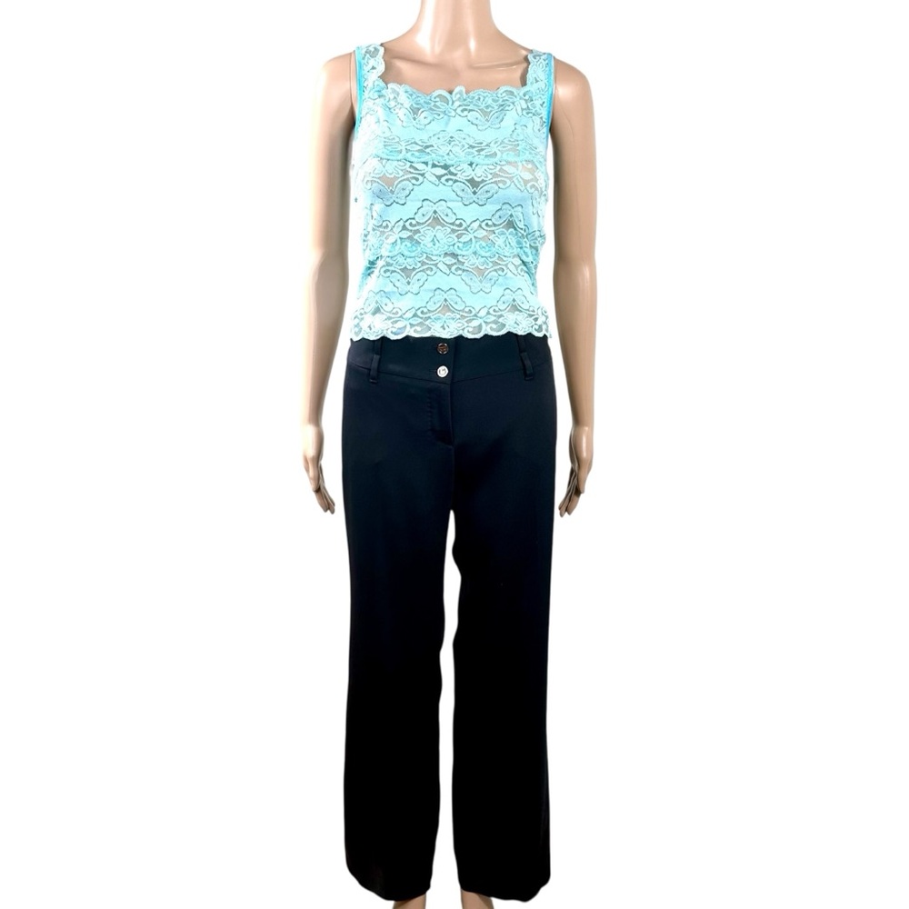 Sabora Aqua Blue Butterfly and Floral Design Lace Tank Top sz L - Picture 16 of 16